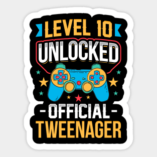 Level 10 Unlocked Official Tweenager 10th Birthday Sticker